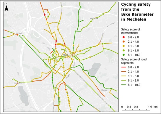 מיפוי מסלולי רכיבה ממיזם Fietsbarometer